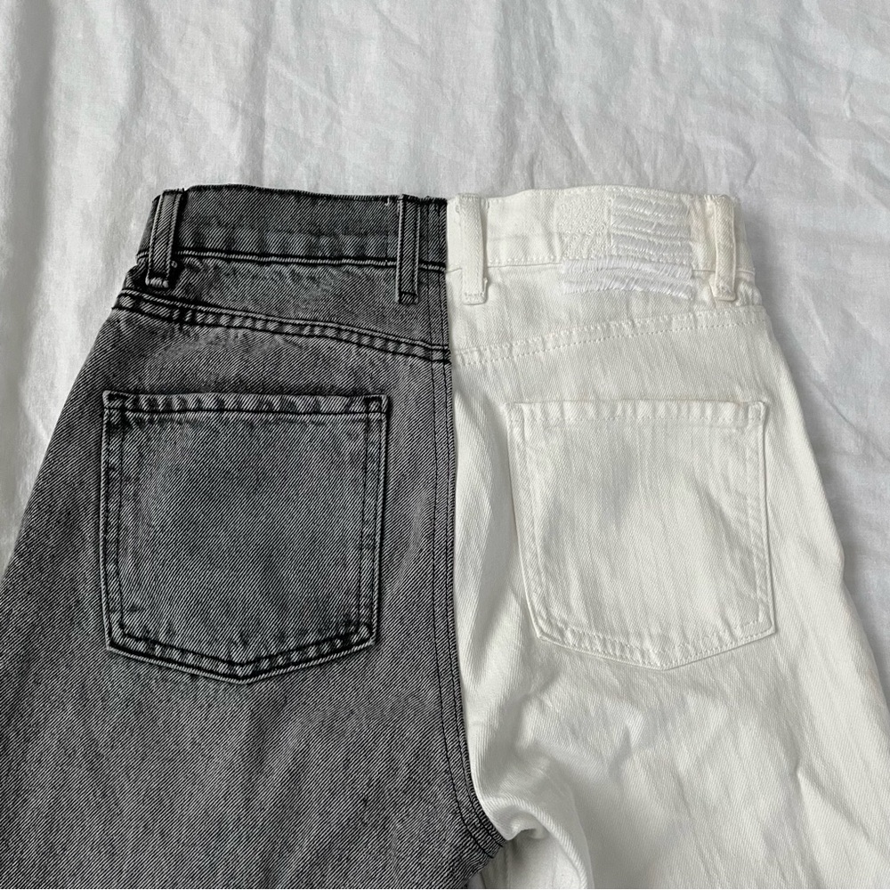 REVICE Sz 26 Contrast two toned tapered legs jeans White Black Gray - Picture 9 of 11